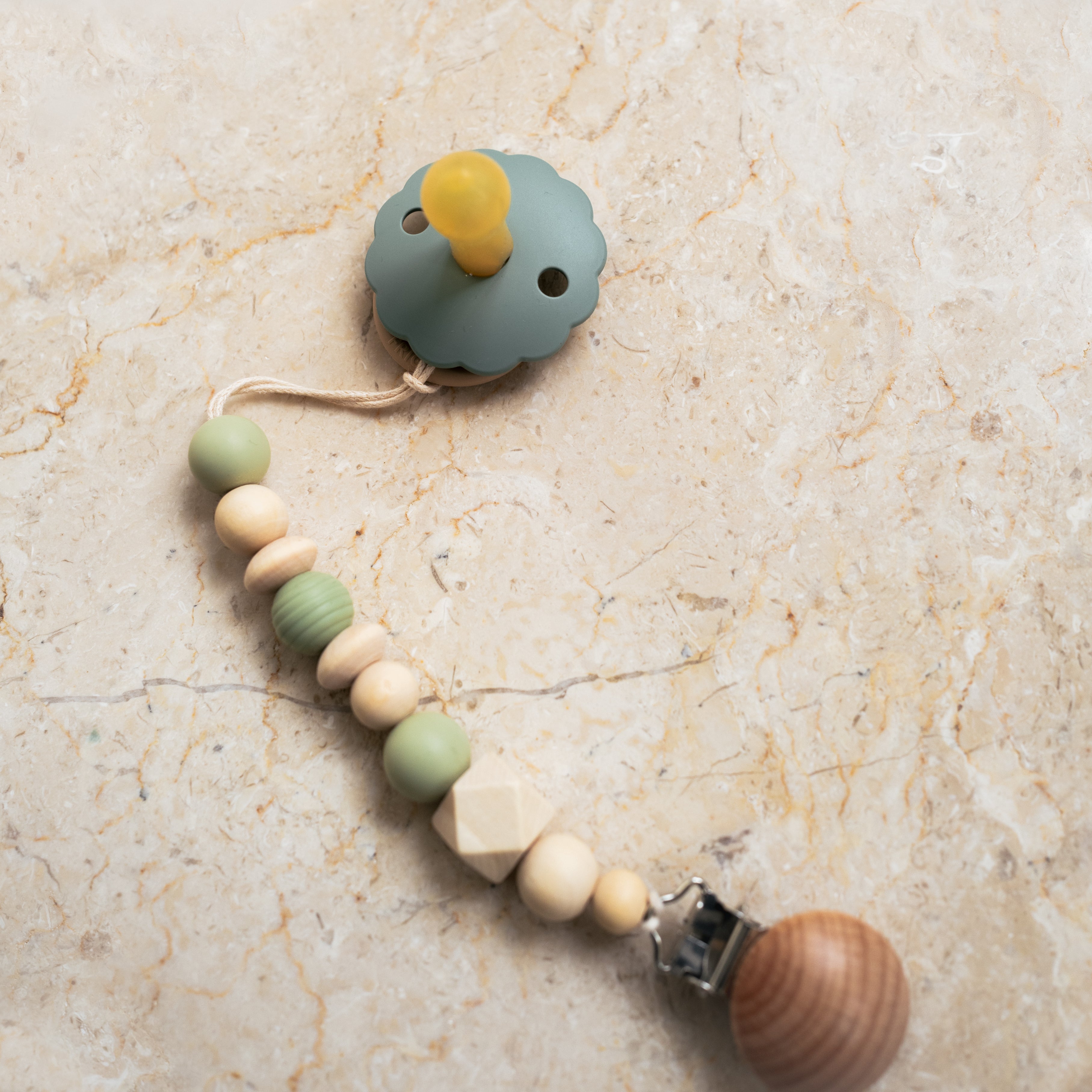 Silicone & Wood Pacifier Clip