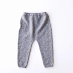Baby cashmere pants in heather grey, back view.