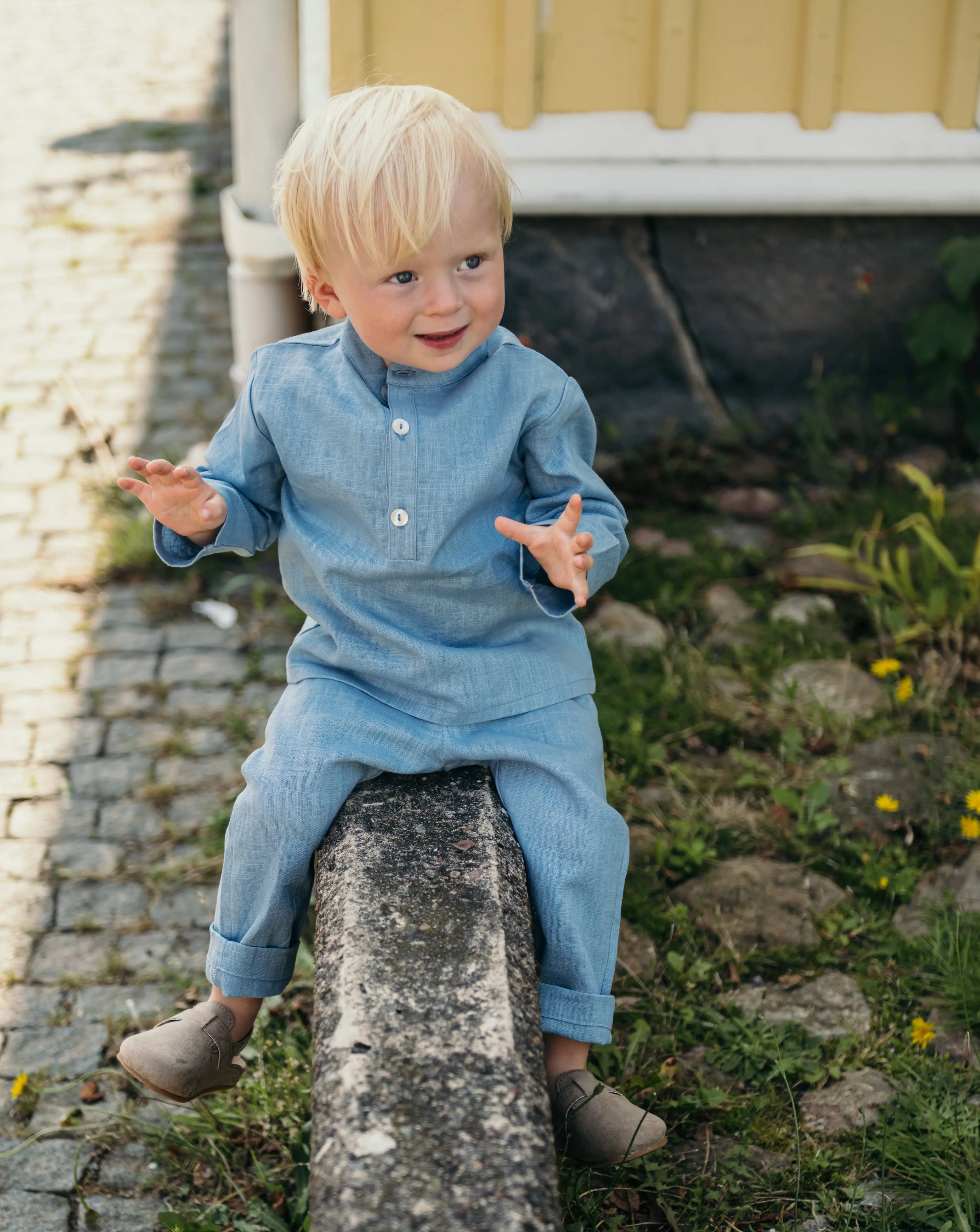 Long Linen Pants - Blue - SoLoveAble