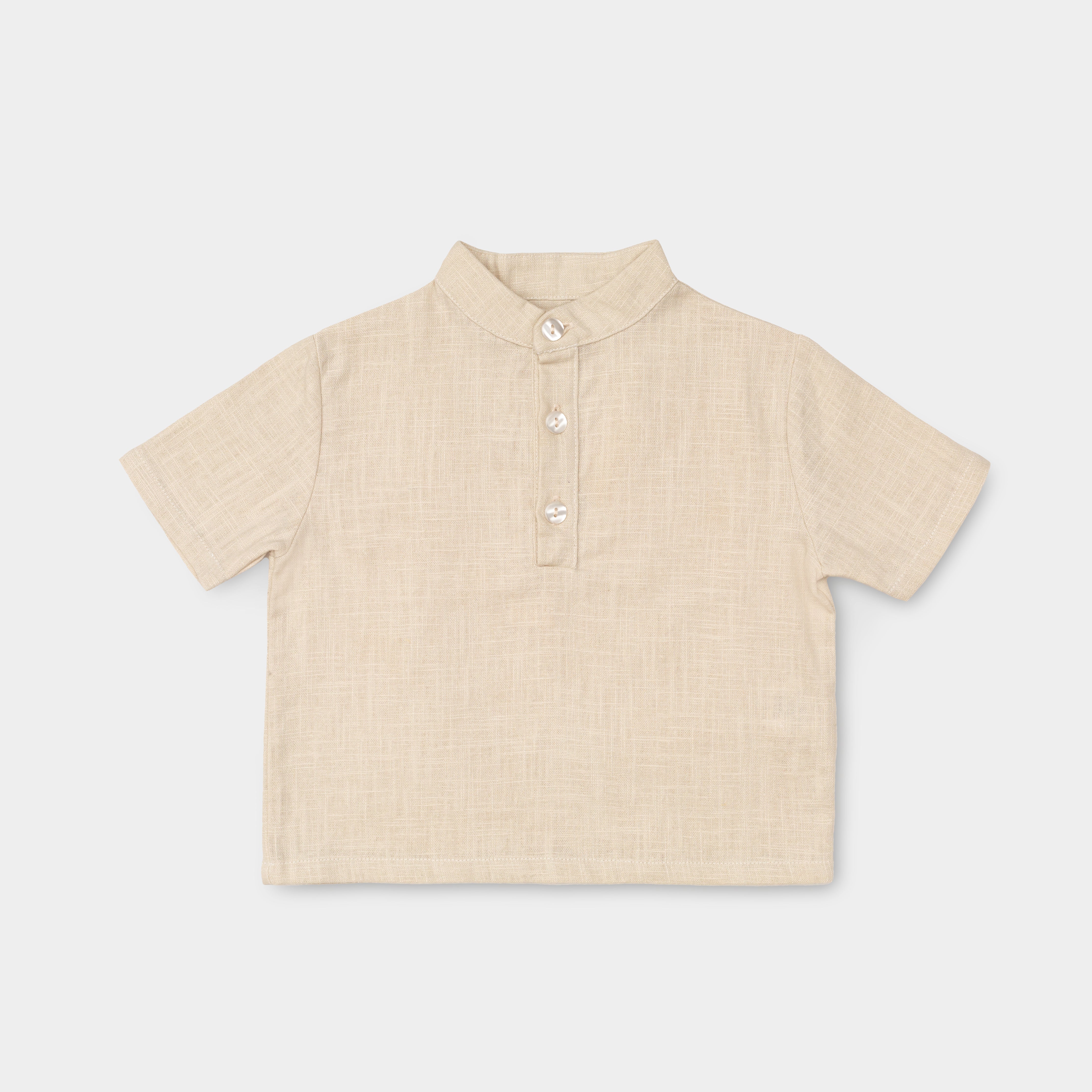 Short Linen Shirt - Beige SoLoveAble