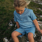 Short Linen Shirt - Blue - SoLoveAble
