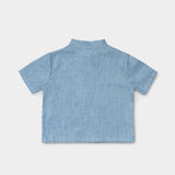 Short Linen Shirt - Blue - SoLoveAble