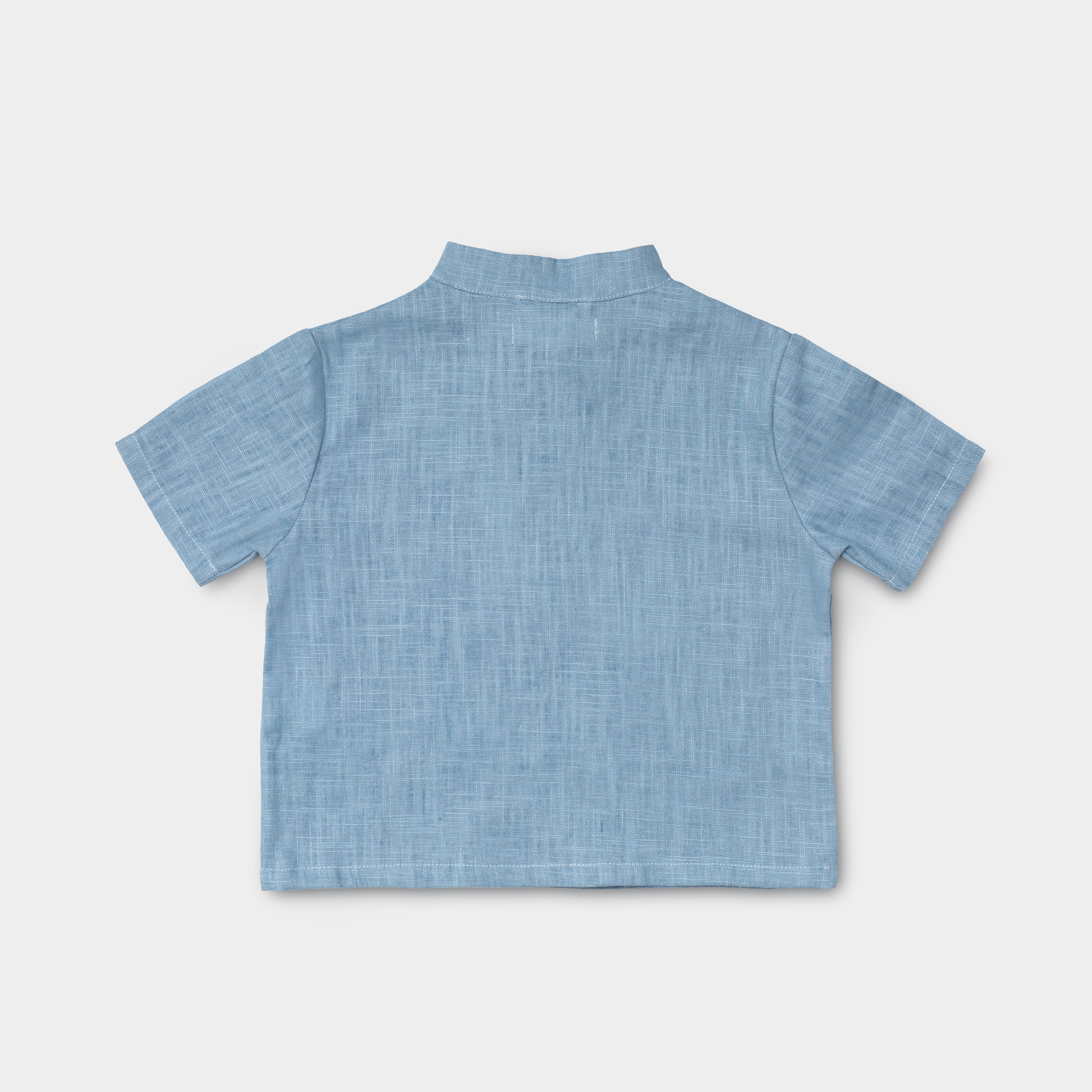 Short Linen Shirt - Blue - SoLoveAble