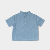 Short Linen Shirt - Blue - SoLoveAble