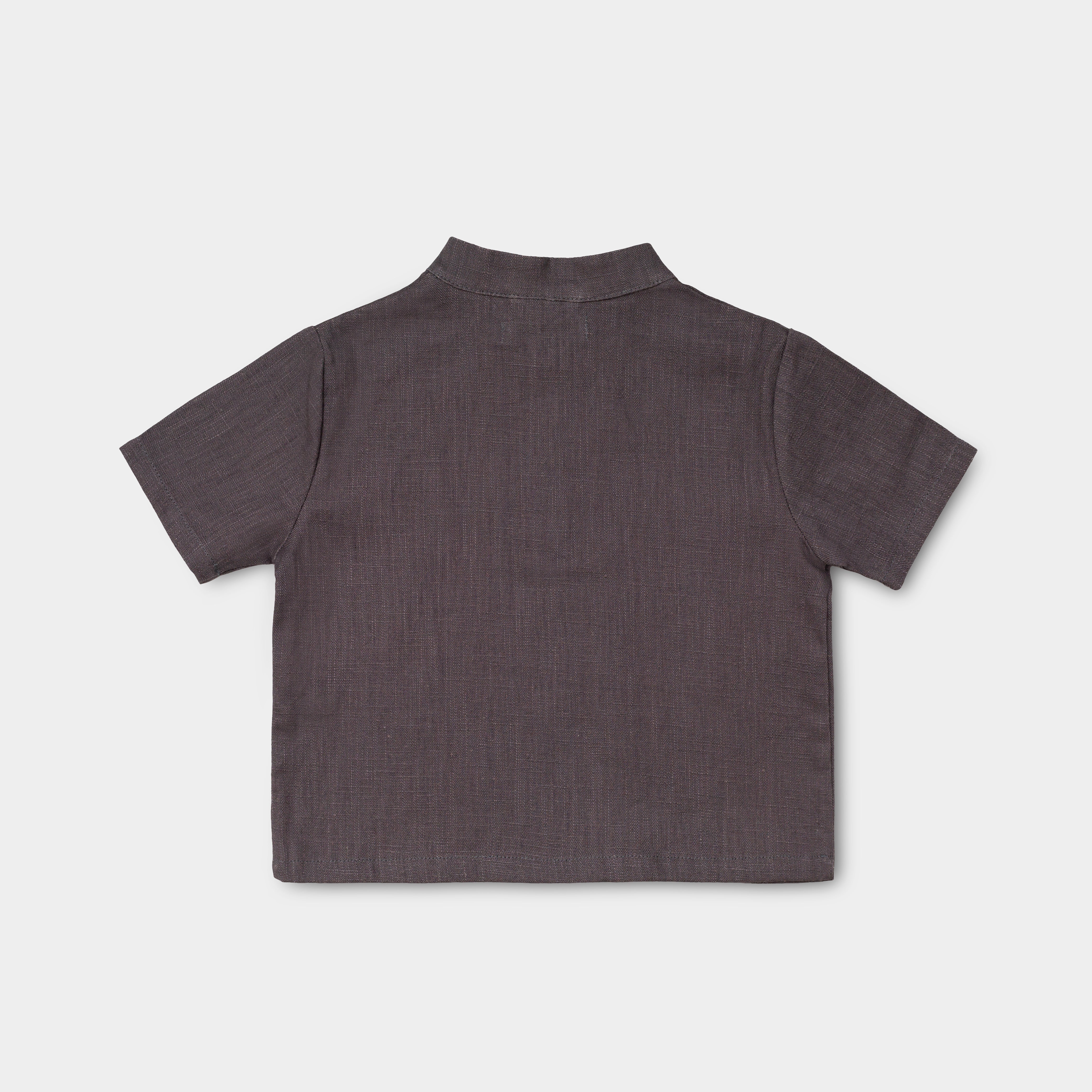 Short Linen Shirt - Dark Brown - SoLoveAble