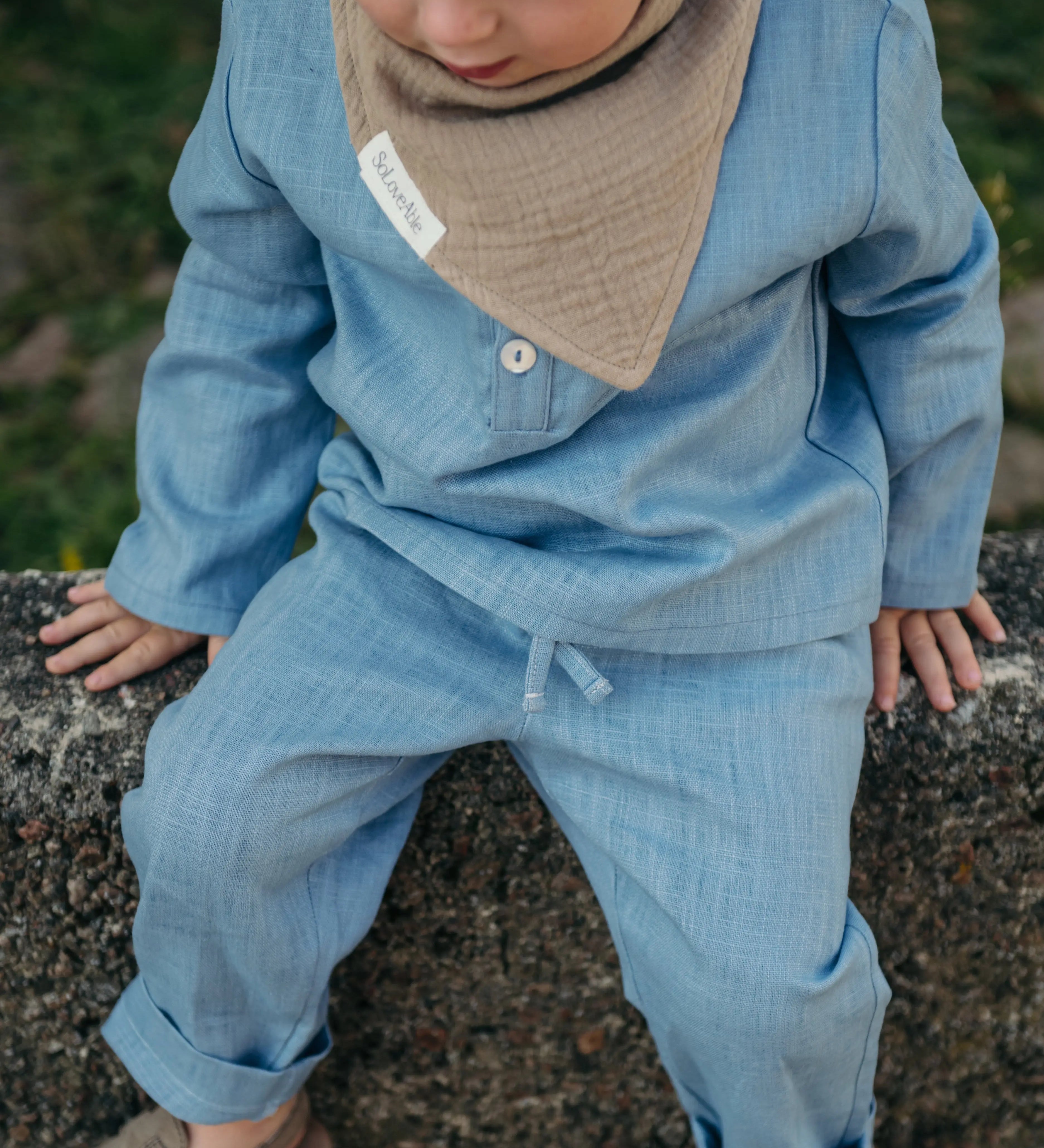 Long Linen Pants - Blue - SoLoveAble