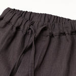 Lange Leinenhose Braun - Detailaufnahme Bund