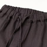 Lange Leinenhose Braun - Detailaufnahme Bund