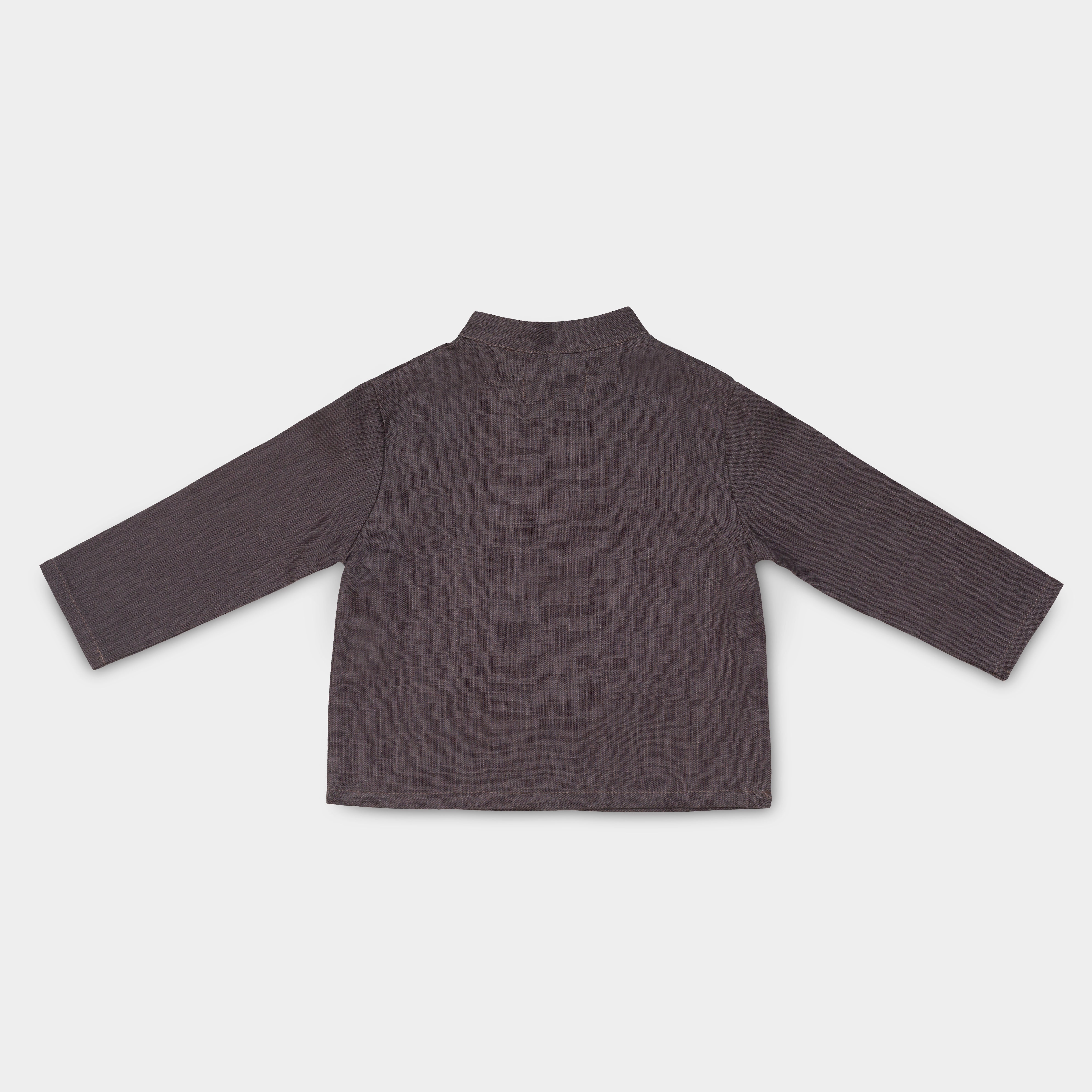 Long Linen Shirt - Dark Brown - SoLoveAble
