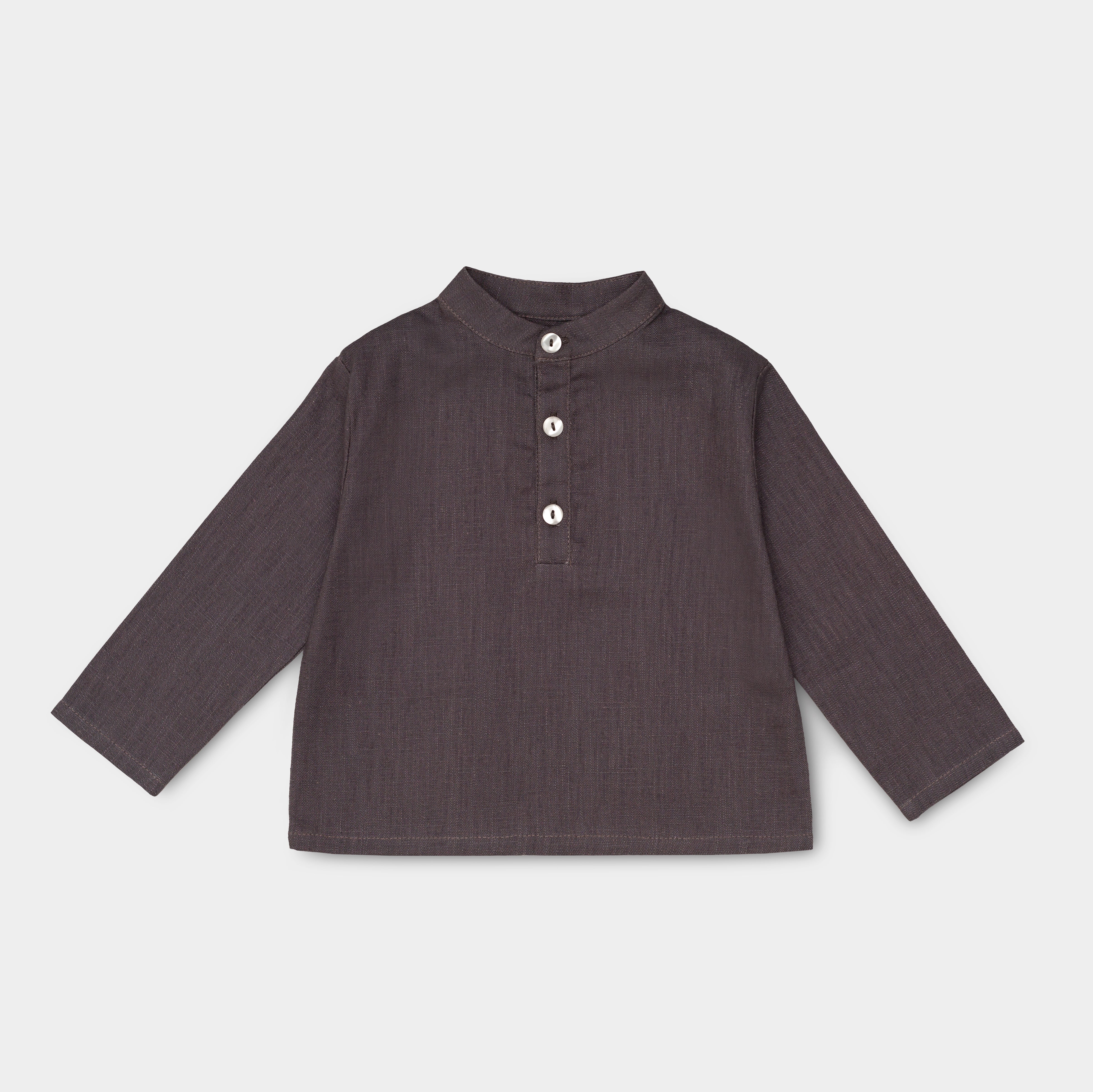Long Linen Shirt - Dark Brown - SoLoveAble