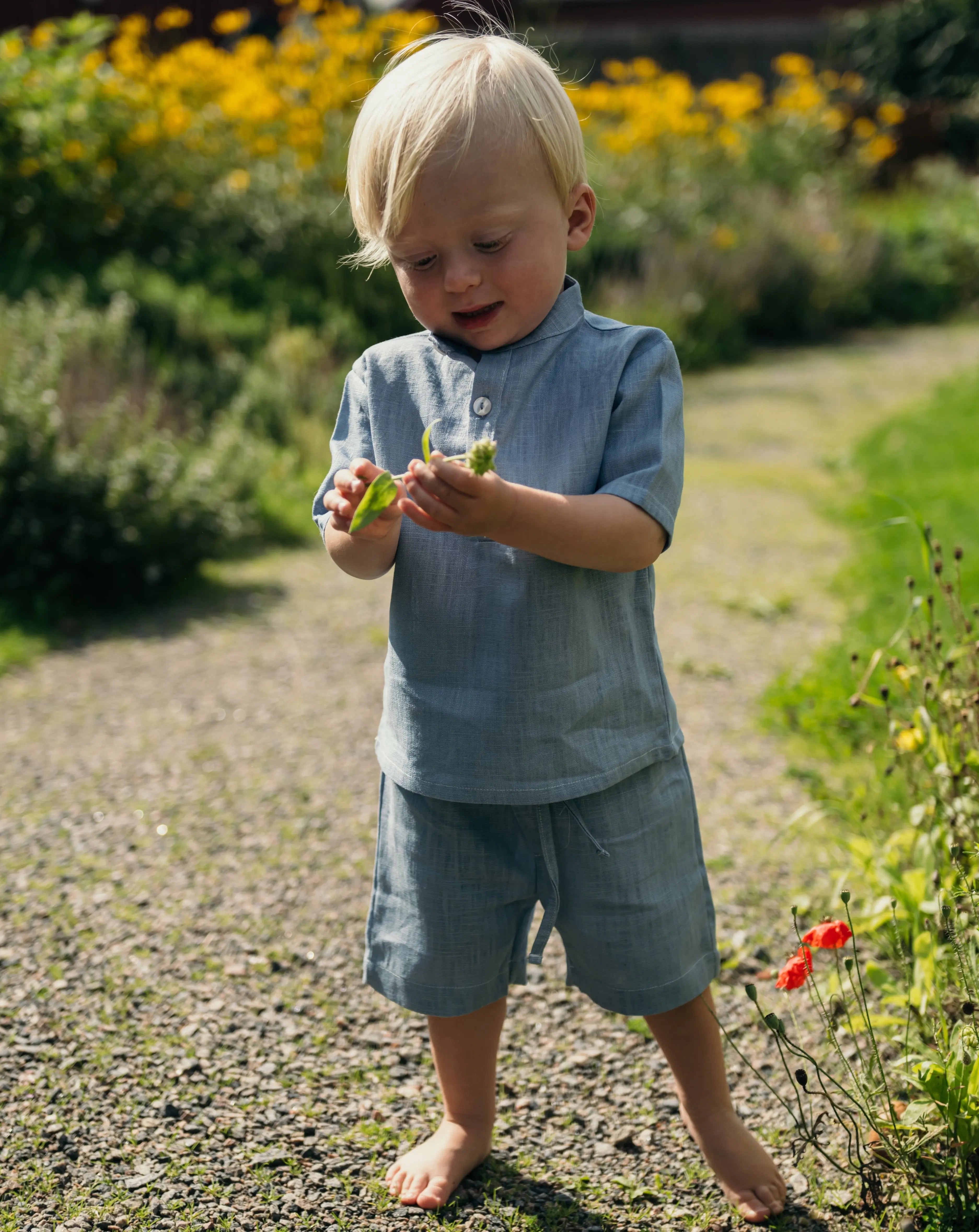 Short Linen Pants - Blue - SoLoveAble