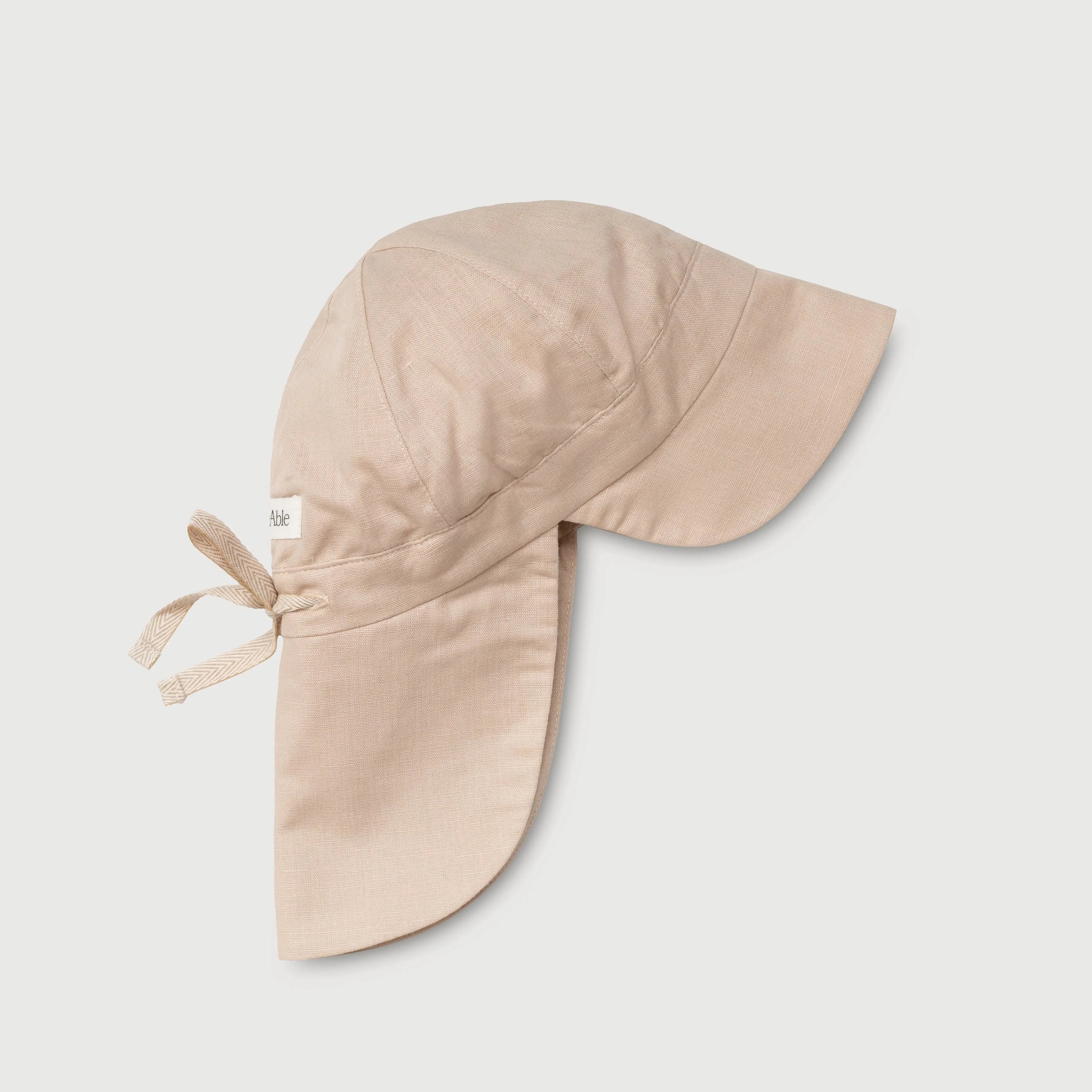 Leinen Sonnenhut in Beige für Baby - flach liegend
