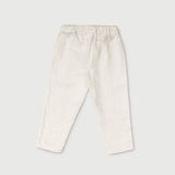 Back view of lightweight white linen pants for babies and toddlers.