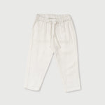 Long linen pants in white for baby and child - front view