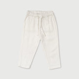 Long linen pants in white for baby and child - front view
