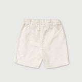 Back view of lightweight short white linen pants for babies and toddlers.