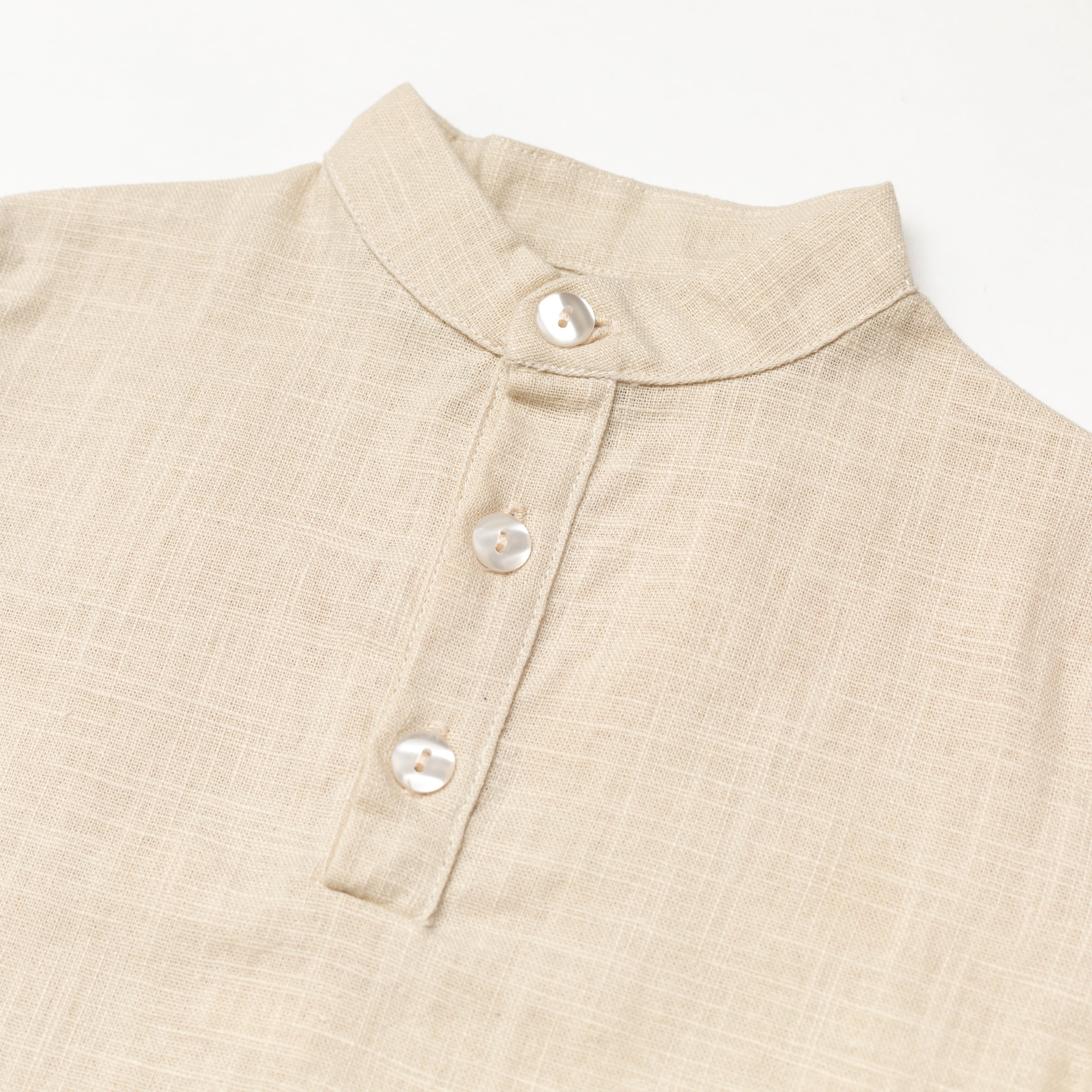 Short Linen Shirt - Beige SoLoveAble
