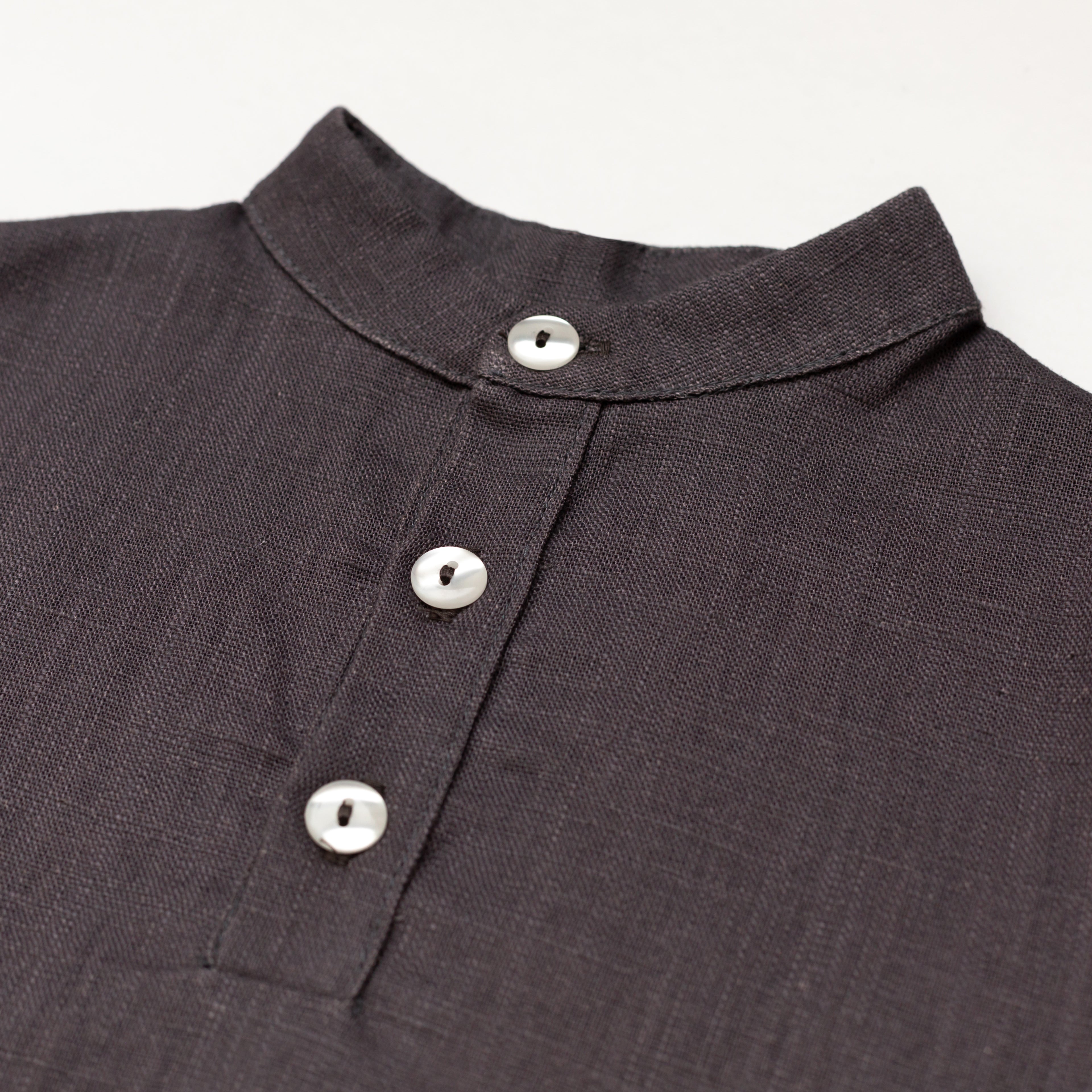 Short Linen Shirt - Dark Brown - SoLoveAble