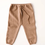 Baby cashmere pants in caramel brown, front view – SoLoveAble