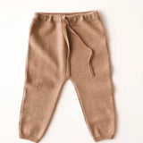 Baby cashmere pants in caramel brown, front view – SoLoveAble