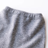 Close-up of waistband on heather grey baby cashmere pants.
