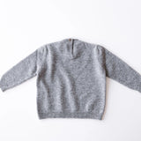Baby cashmere sweater in heather grey, back view – SoLoveAble