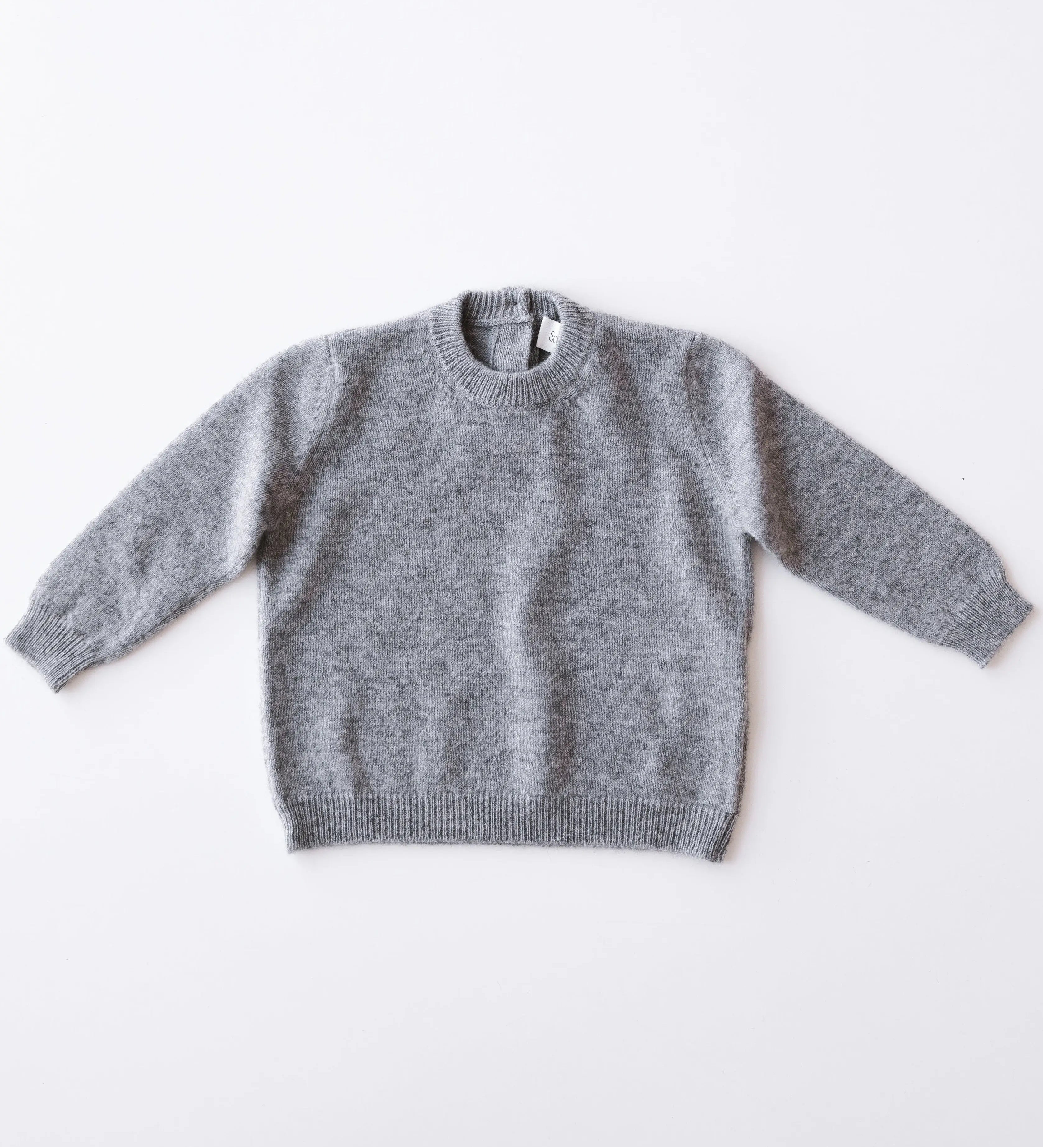Baby cashmere sweater in heather grey, front view – SoLoveAble