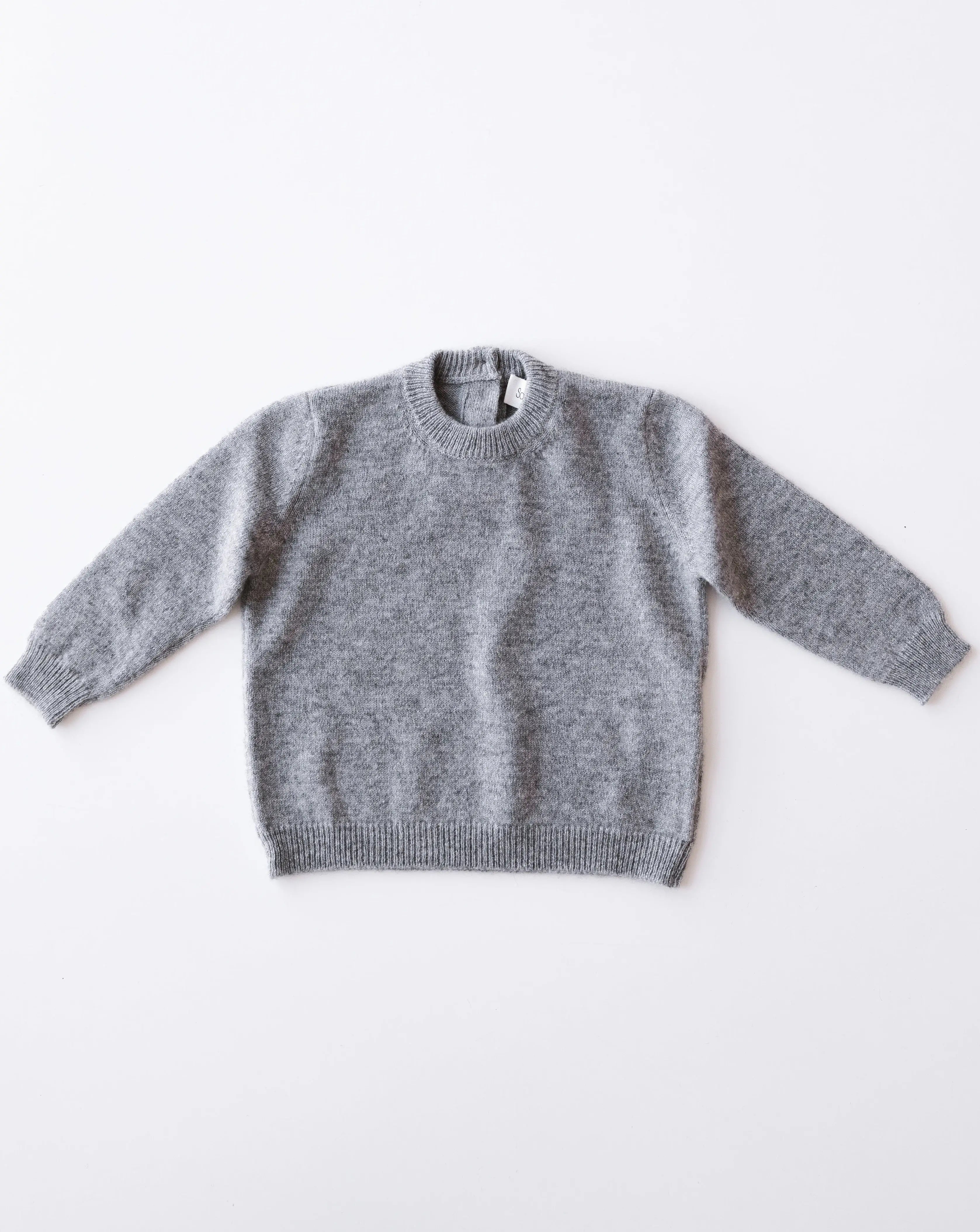 Baby cashmere sweater in heather grey, front view – SoLoveAble