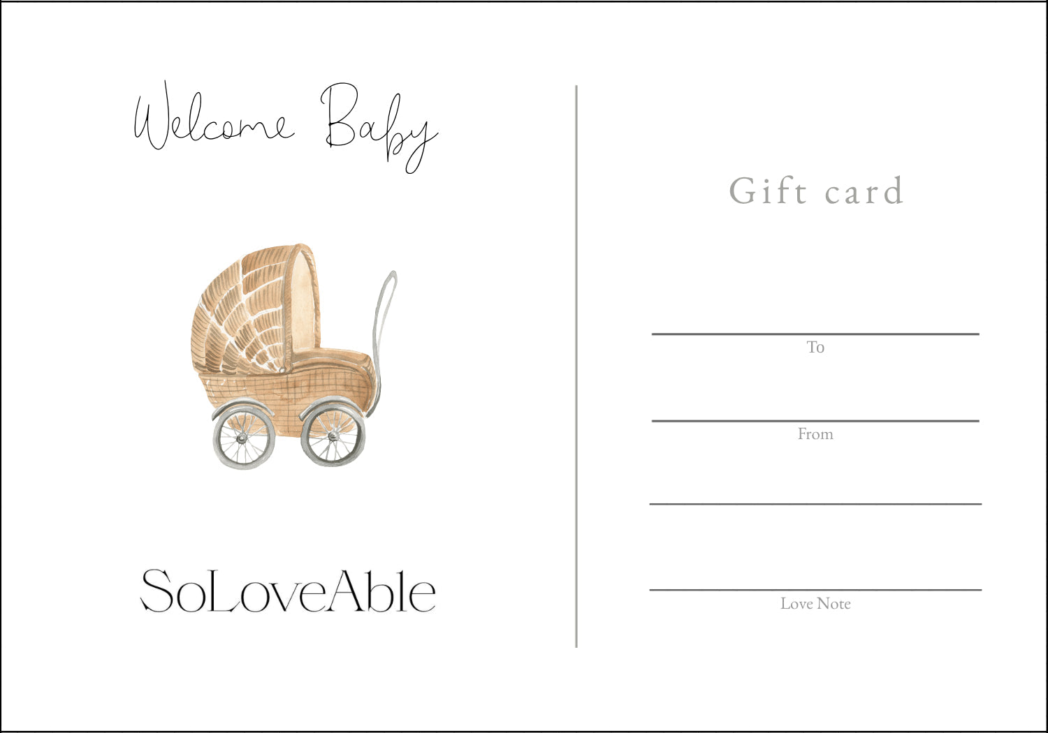 Soloveable digital gift card – 50 Euro value, shown as illustrated card 